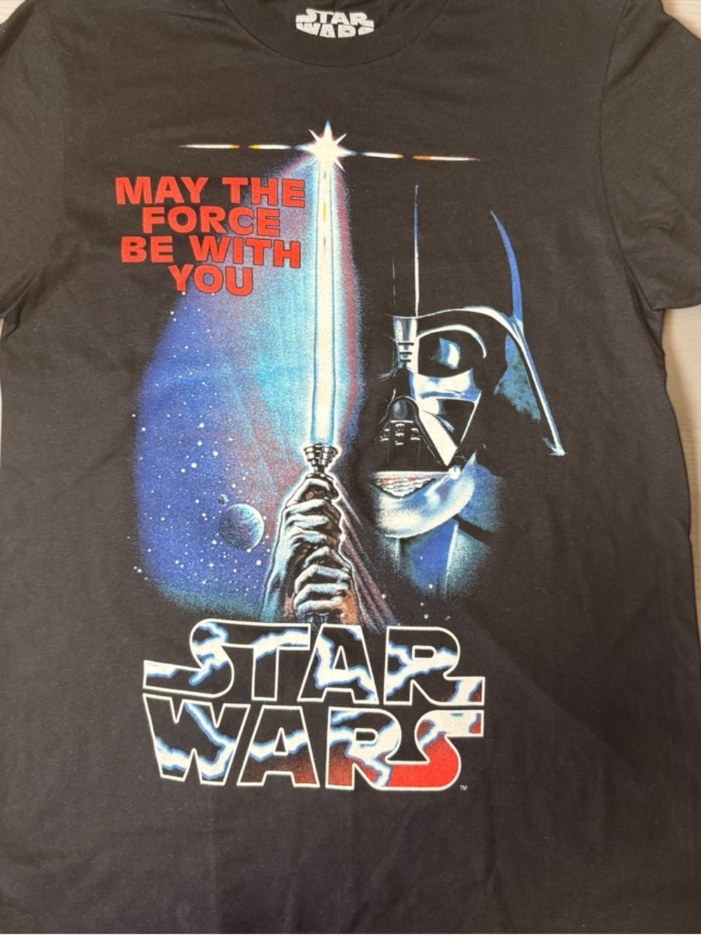 Star Wars Black Tee with Blue & Red Vader Graphic